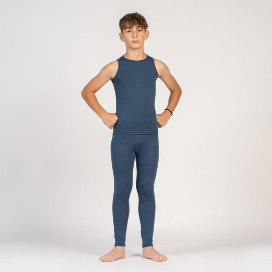 Kids' Merino Tank Top & Bottom 2-Piece Denim