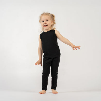 Kids' Merino Tank Top & Bottom 2-Piece Black