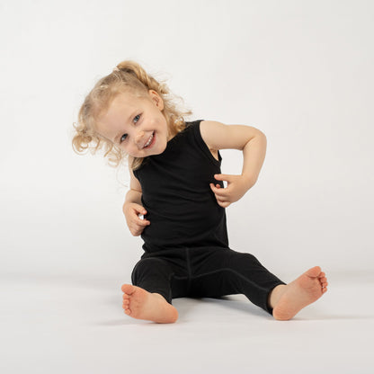 Kids' Merino Wool Singlet Tank Top Black