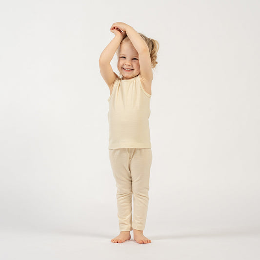 Kids' Merino Tank Top & Bottom 2-Piece Natural