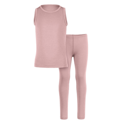 Kids' Merino Tank Top & Bottom 2-Piece Dusty Pink