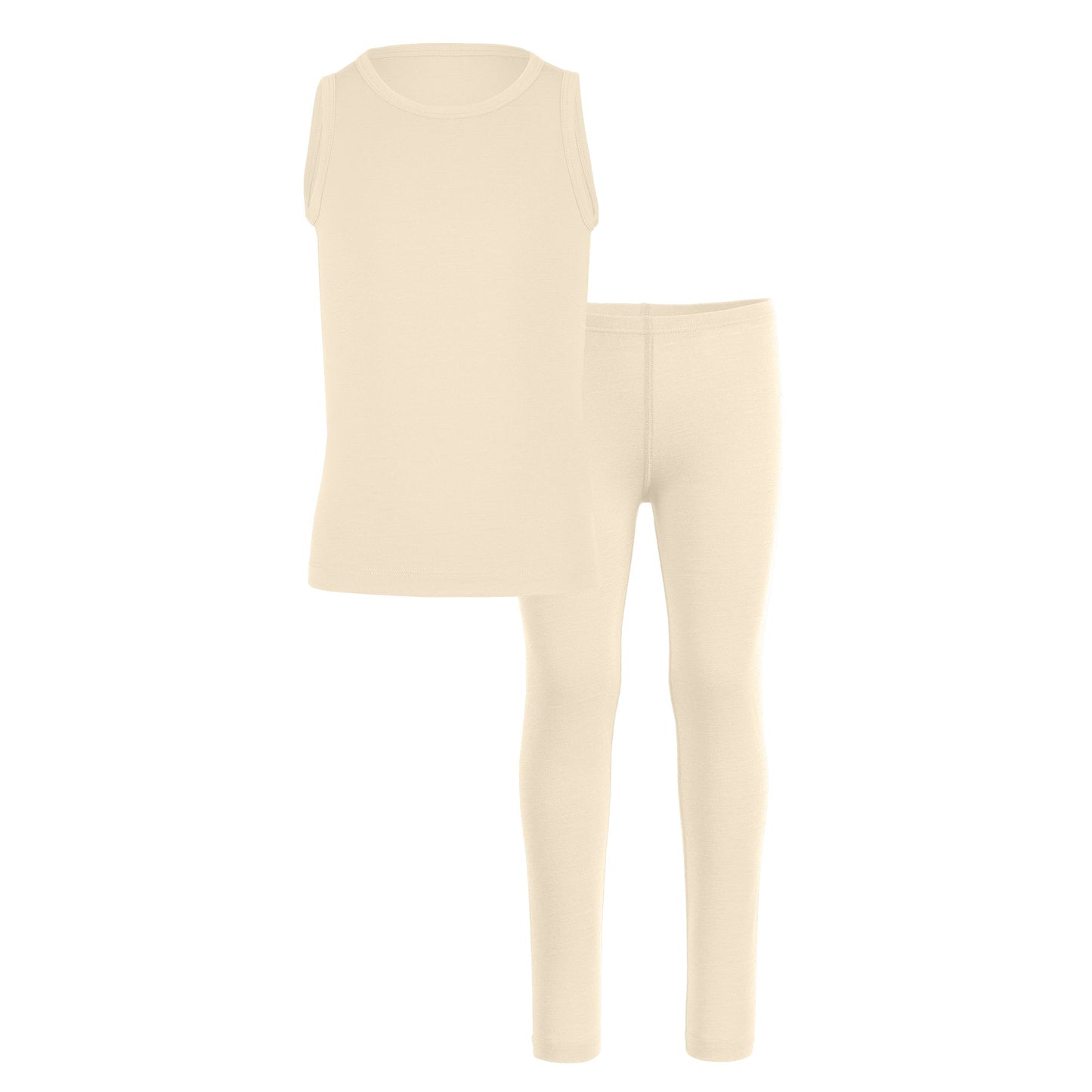 Kids' Merino Tank Top & Bottom 2-Piece Natural