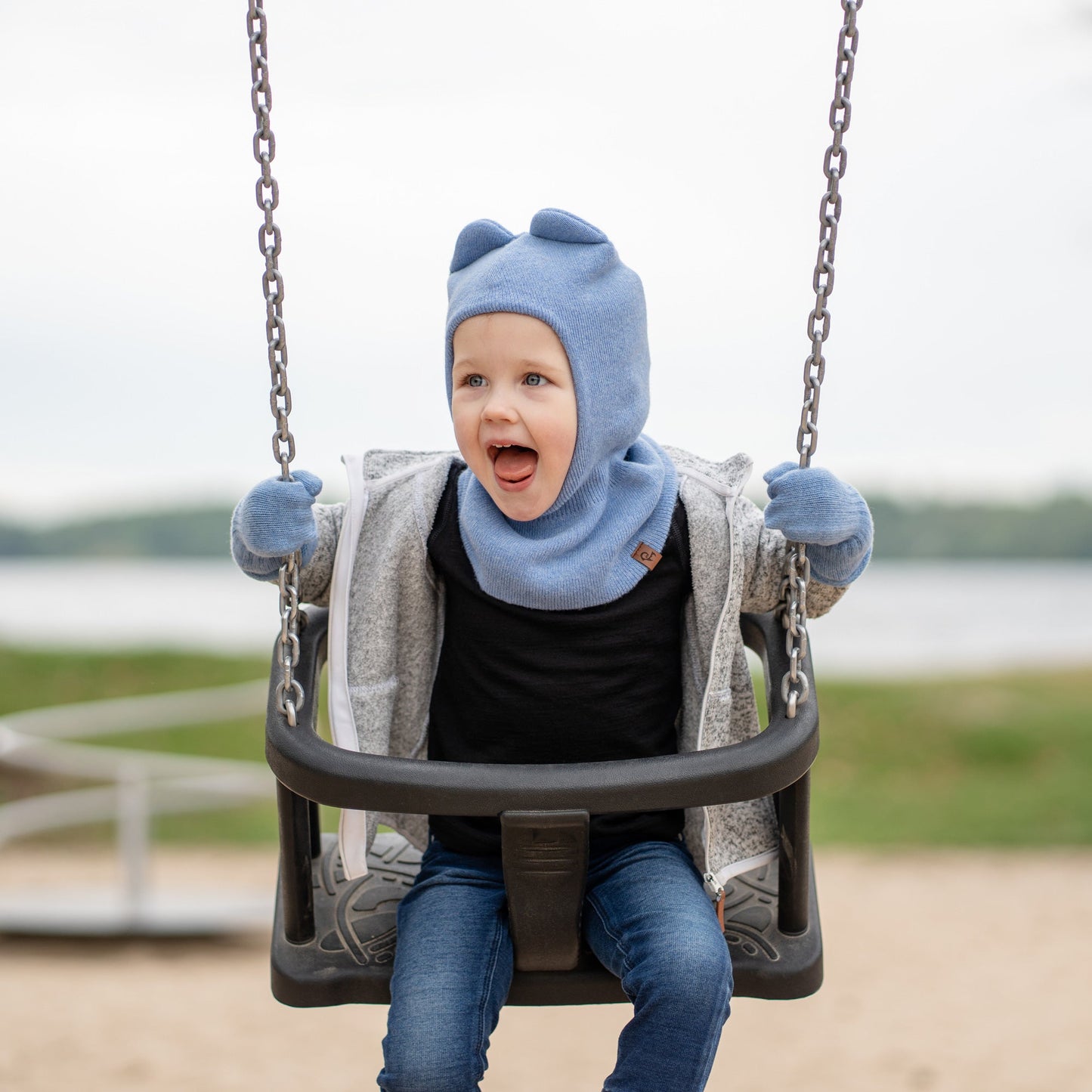 Kids' Knit Balaclava & Mittens Cashmere Blend 2-Piece