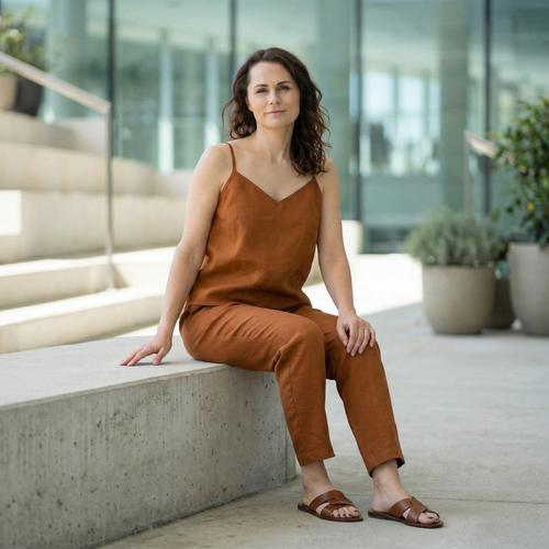 Slip Top & Pants 2-Piece Almond Brown