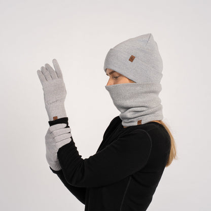 Women's Knit Beanie, Gaiter & Gloves 3-Piece