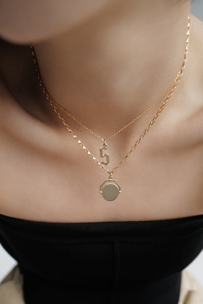 Large Gothic Letter Necklace | 9K Rose Gold
