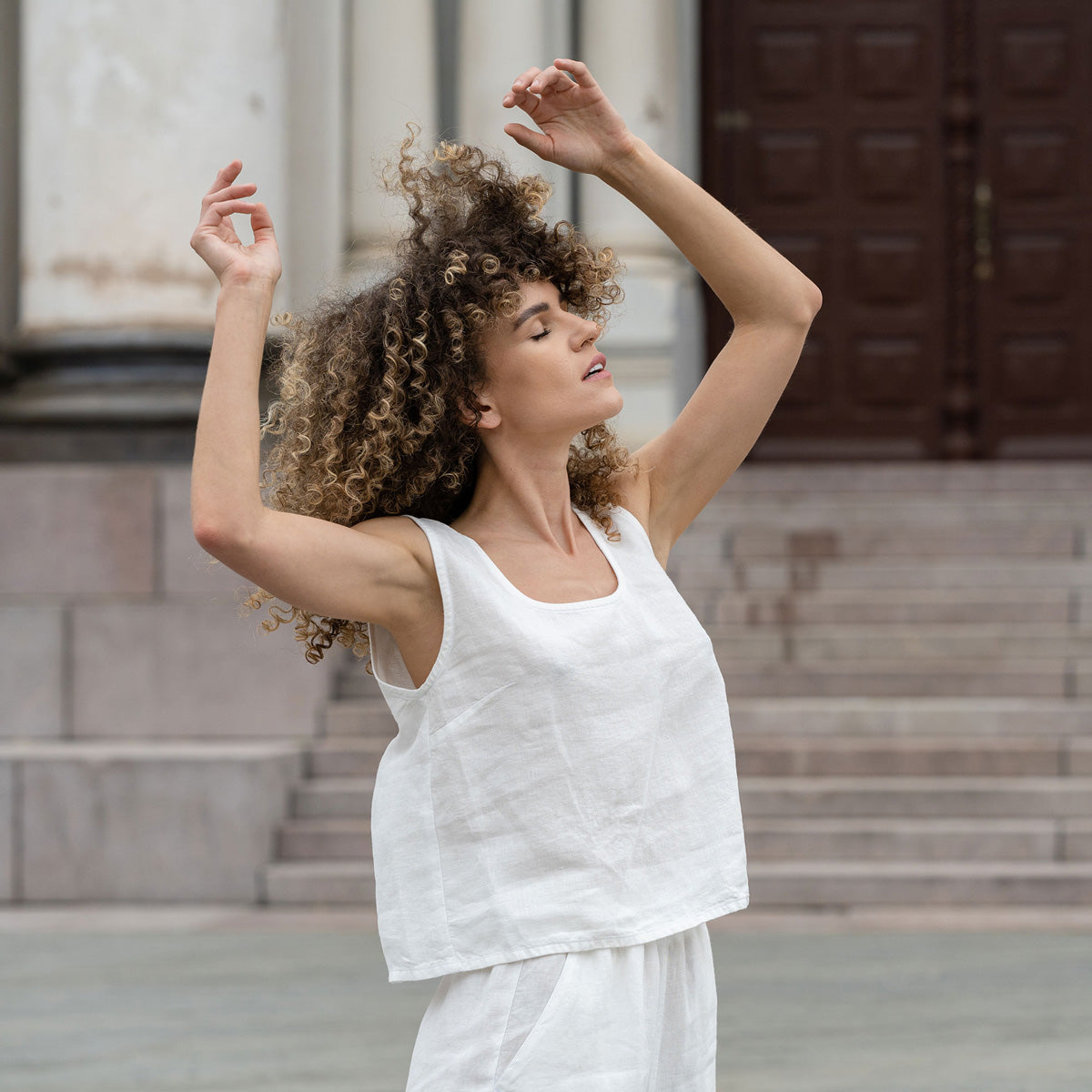Linen Crop Top Ana Pure White