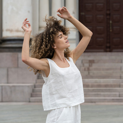 Linen Crop Top Ana Pure White