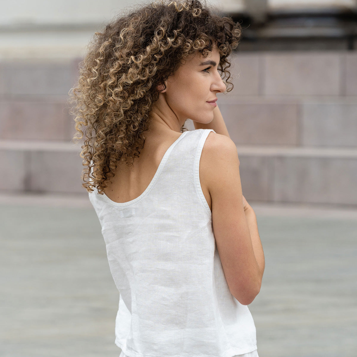 Linen Crop Top Ana Pure White