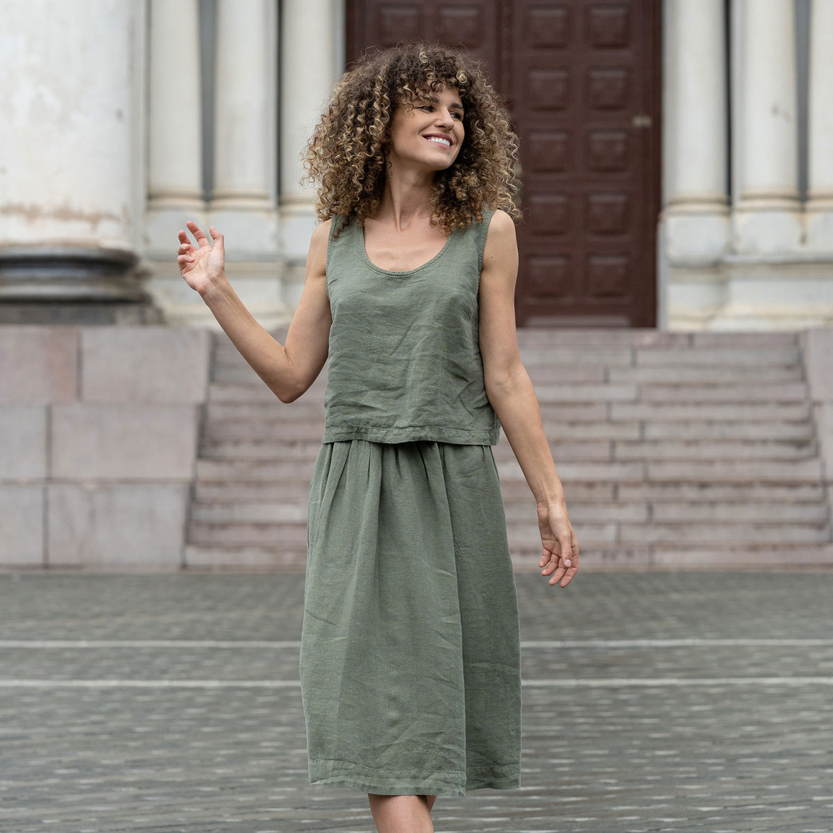 Midi Skirt Sophia Stone Green