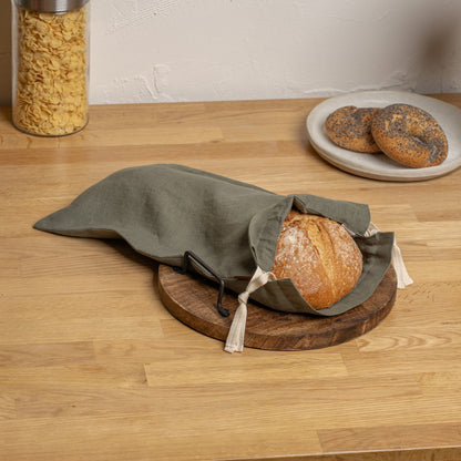 Natural 100% Linen Reusable Bread Bags 2-Pack