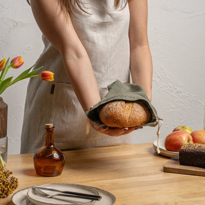 Natural 100% Linen Reusable Bread Bags 2-Pack