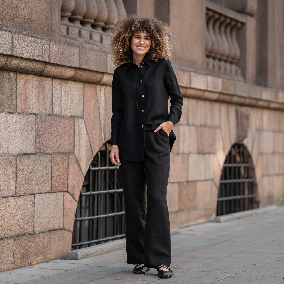 Linen Shirt & Wide Pants 2-Piece
