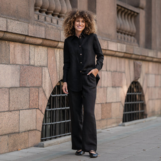 Linen Shirt & Wide Pants 2-Piece