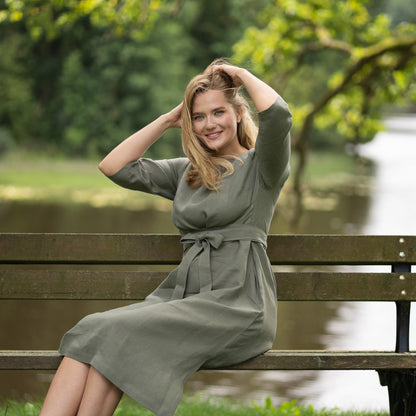 3/4 Sleeve Obi Wrap Dress Miley