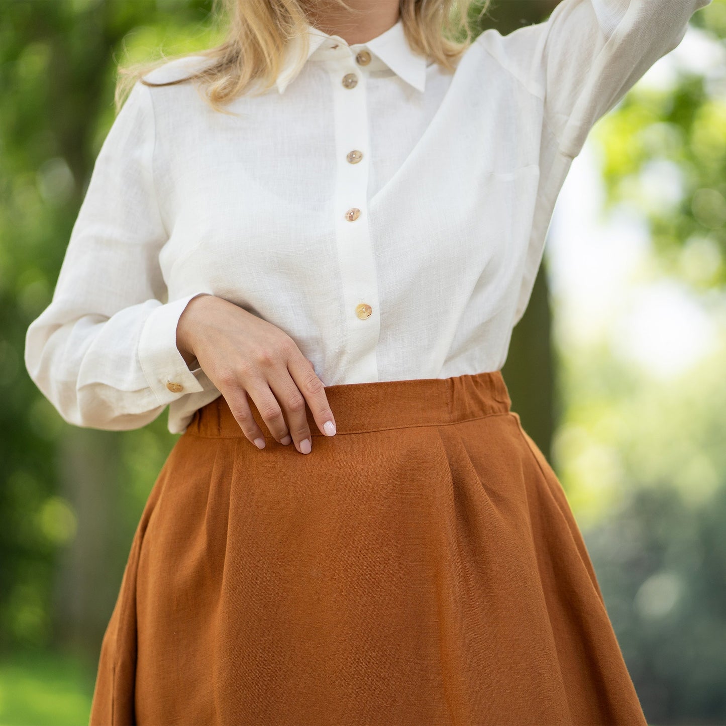Linen Maxi Skirt with Pockets Sophia