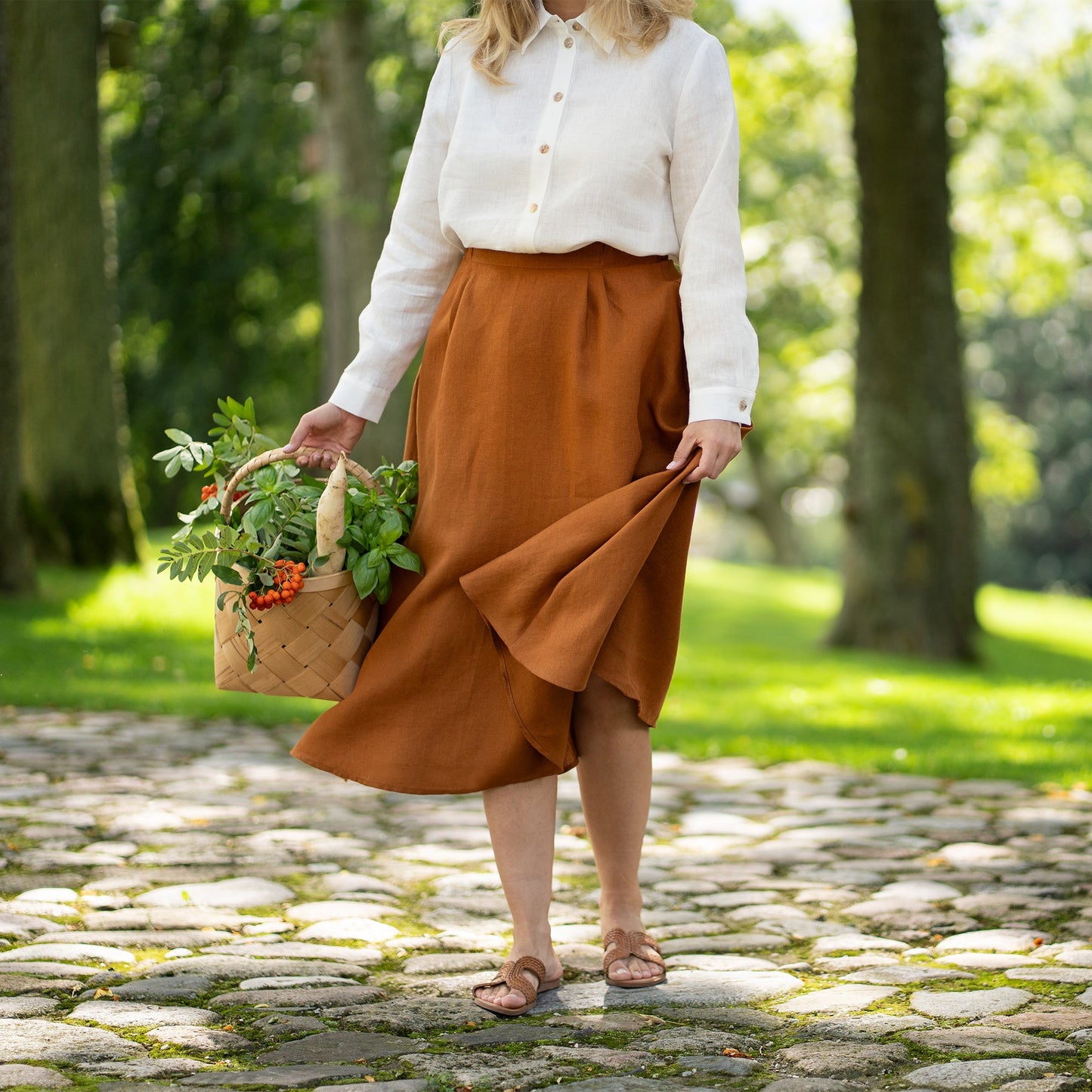 Linen Maxi Skirt with Pockets Sophia