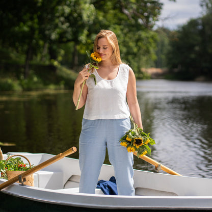 Linen Crop Top Ana Pure White