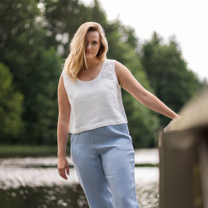 Linen Crop Top Ana Pure White
