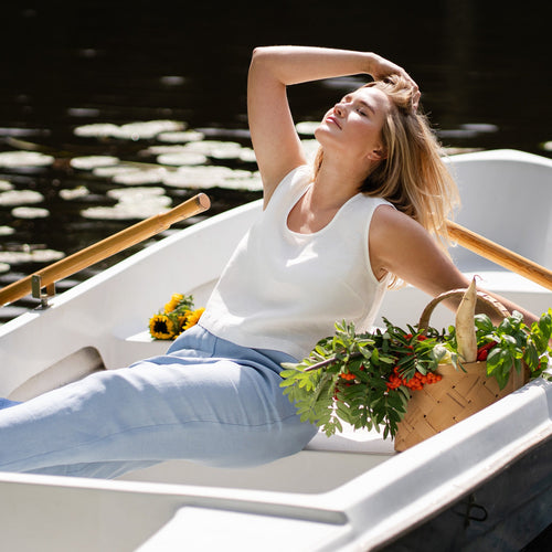 Linen Crop Top Ana Pure White