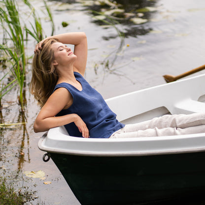 Linen Tank Top Hana Storm Blue