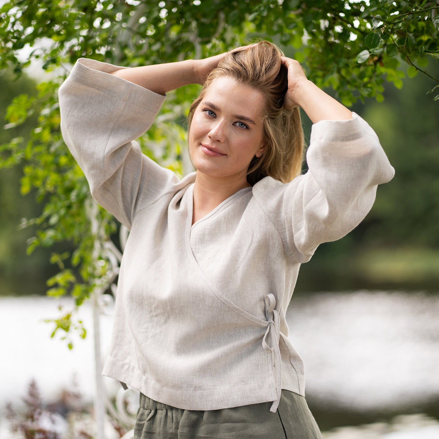 Linen Wrap Top Thea