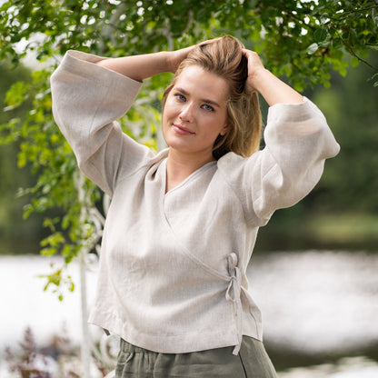 Linen Wrap Top Thea
