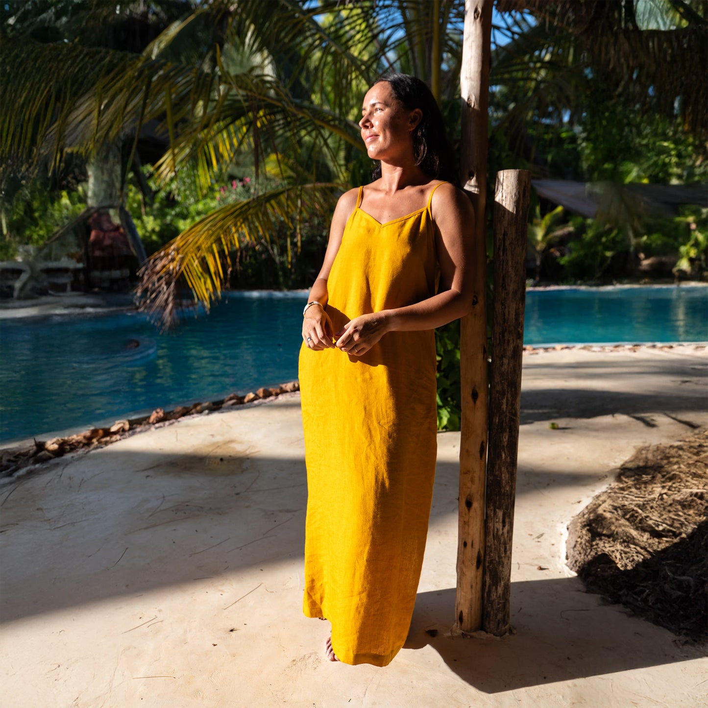 Linen Maxi Beach Dress Livia