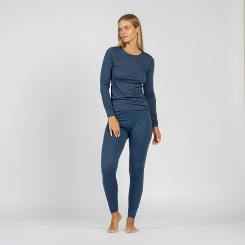 Women's 100% Merino Base Layer Set Denim