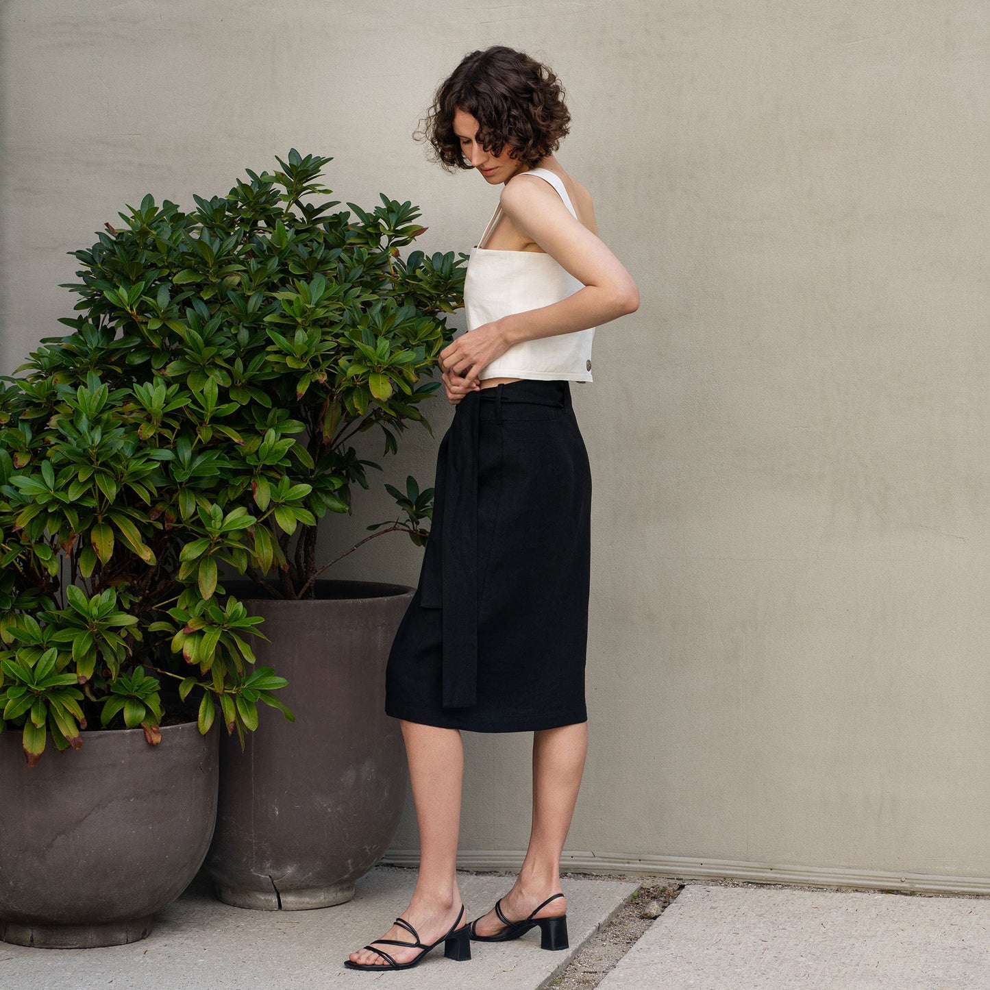 Linen Wrap Skirt With Pockets Everly