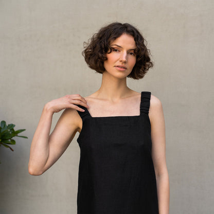 Linen Maxi Pinafore Dress Fiona