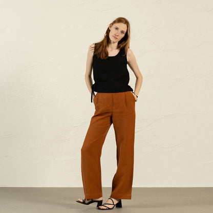 Linen Blouse with Side Ribbons Audrey