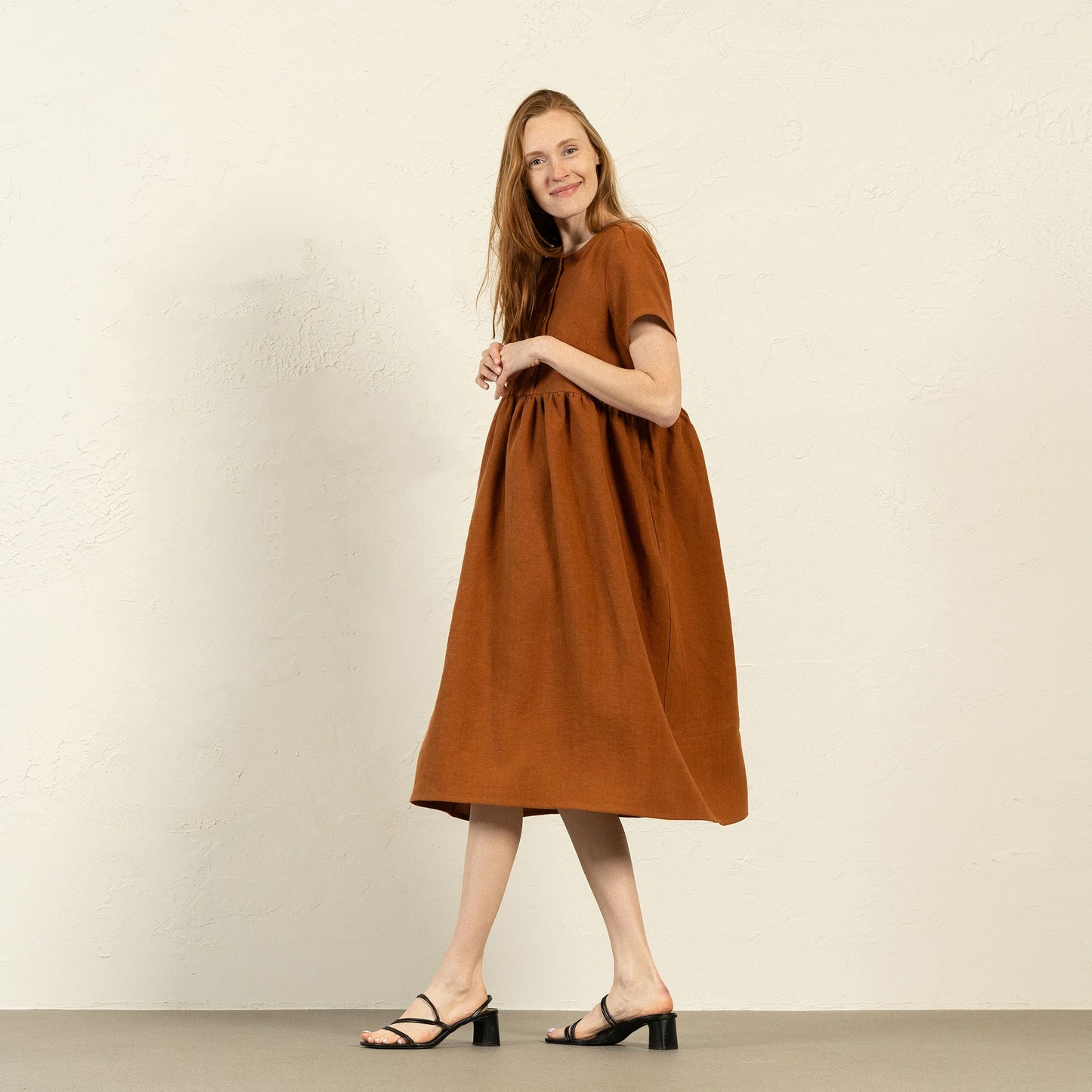 Smock Dress Maria Almond Brown