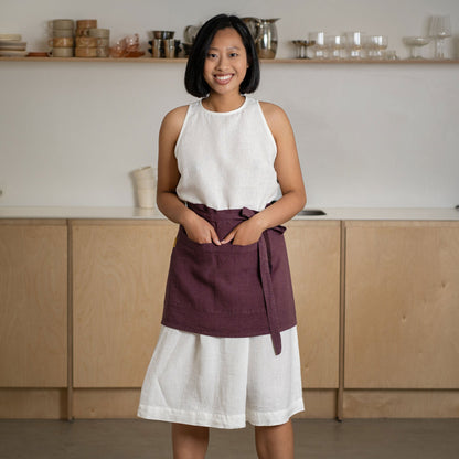 Natural Linen Half Apron