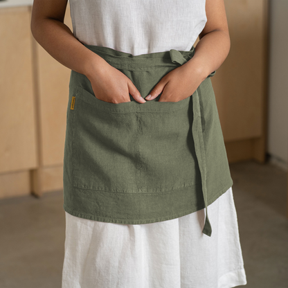 Natural Linen Half Apron