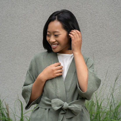 Linen Kimono Wrap Top Sakura