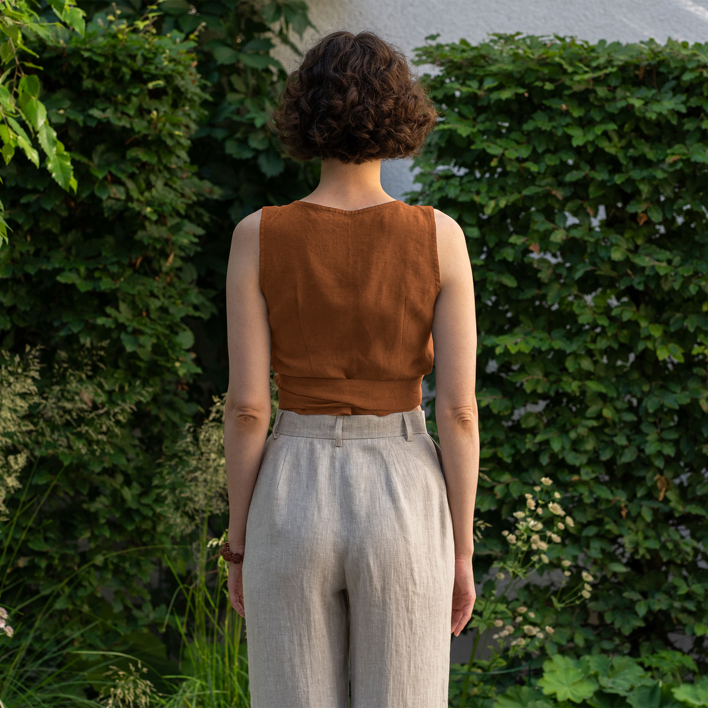 Linen Wrap Crop Top Aria