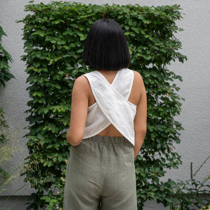 Cross Back Linen Top Serena