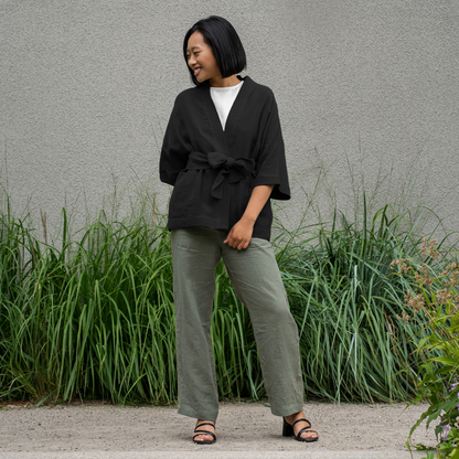 Linen Kimono Wrap Top Sakura
