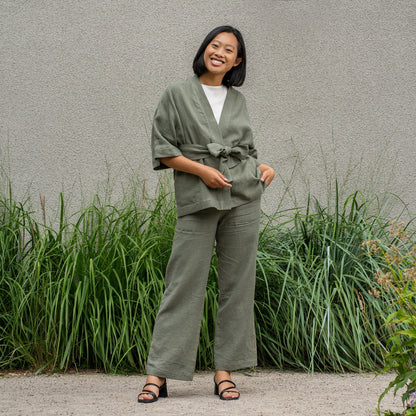 Linen Kimono Wrap Top Sakura