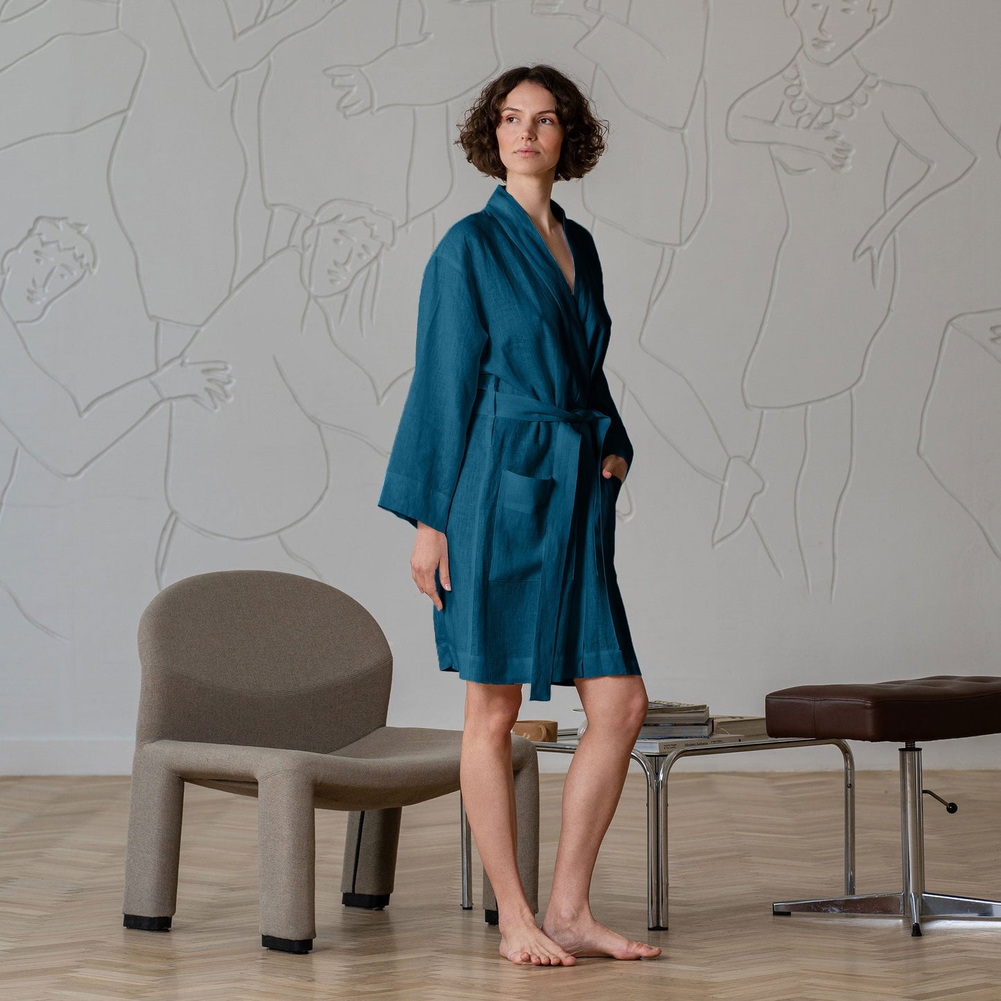 Women's Linen Bath Robe