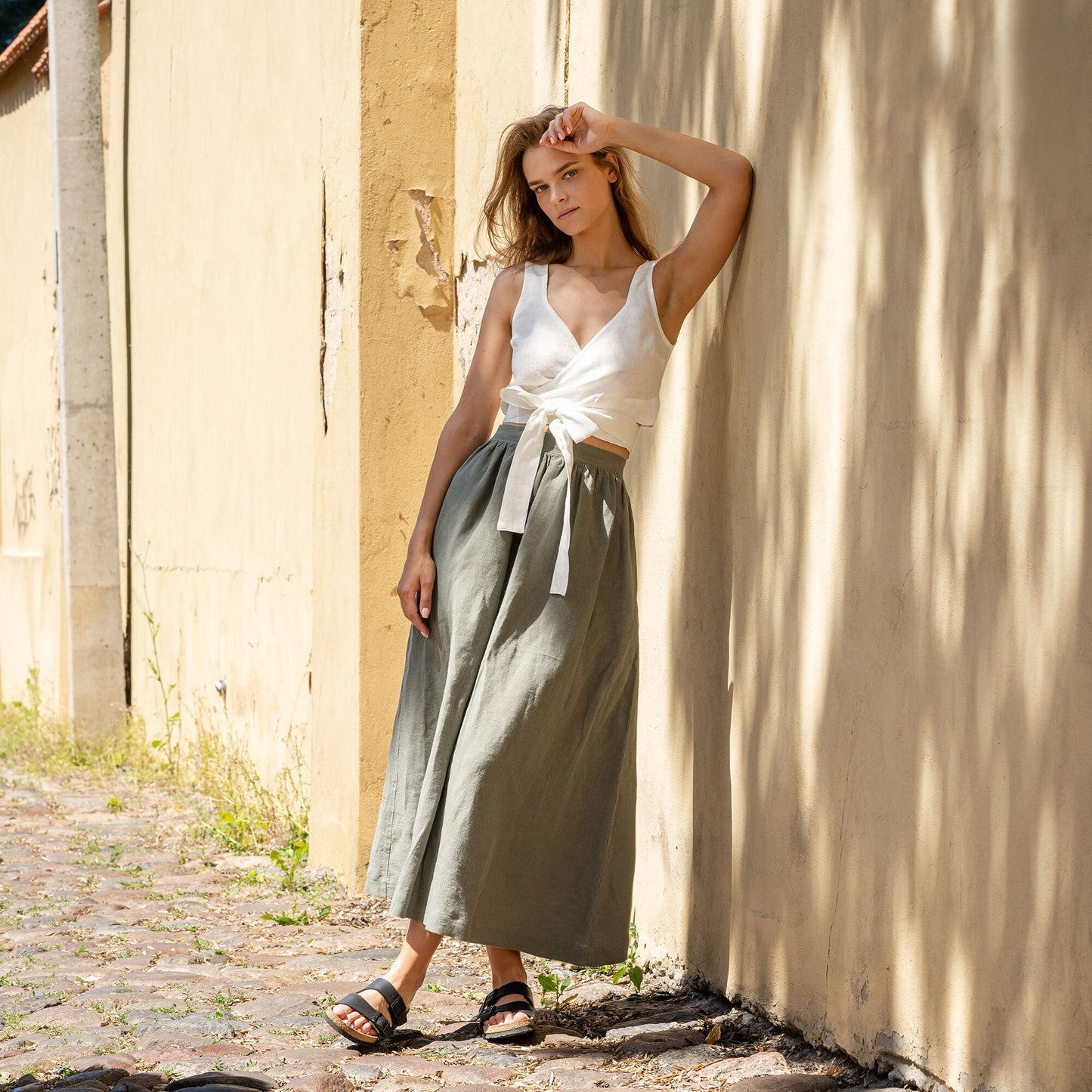 Linen Maxi Skirt with Pockets Sophia