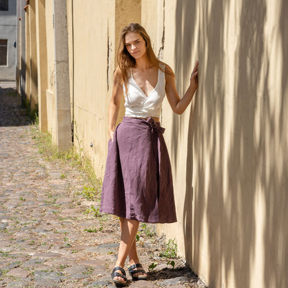 Midi Linen Wrap Skirt Beverly