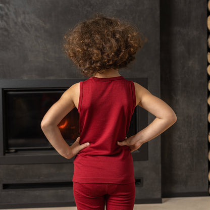 Kids' Merino Tank Top & Bottom 2-Piece Royal Cherry