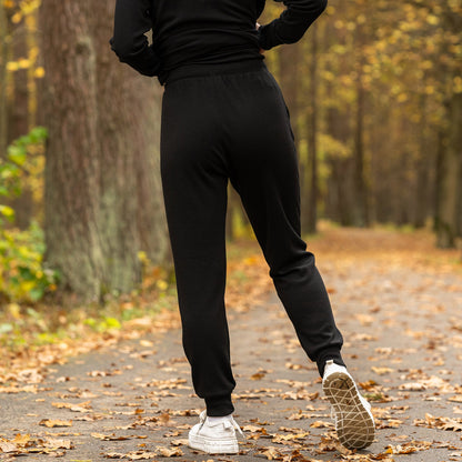 Women's 250 Zip Neck Top & Sweatpants 2-Piece Black