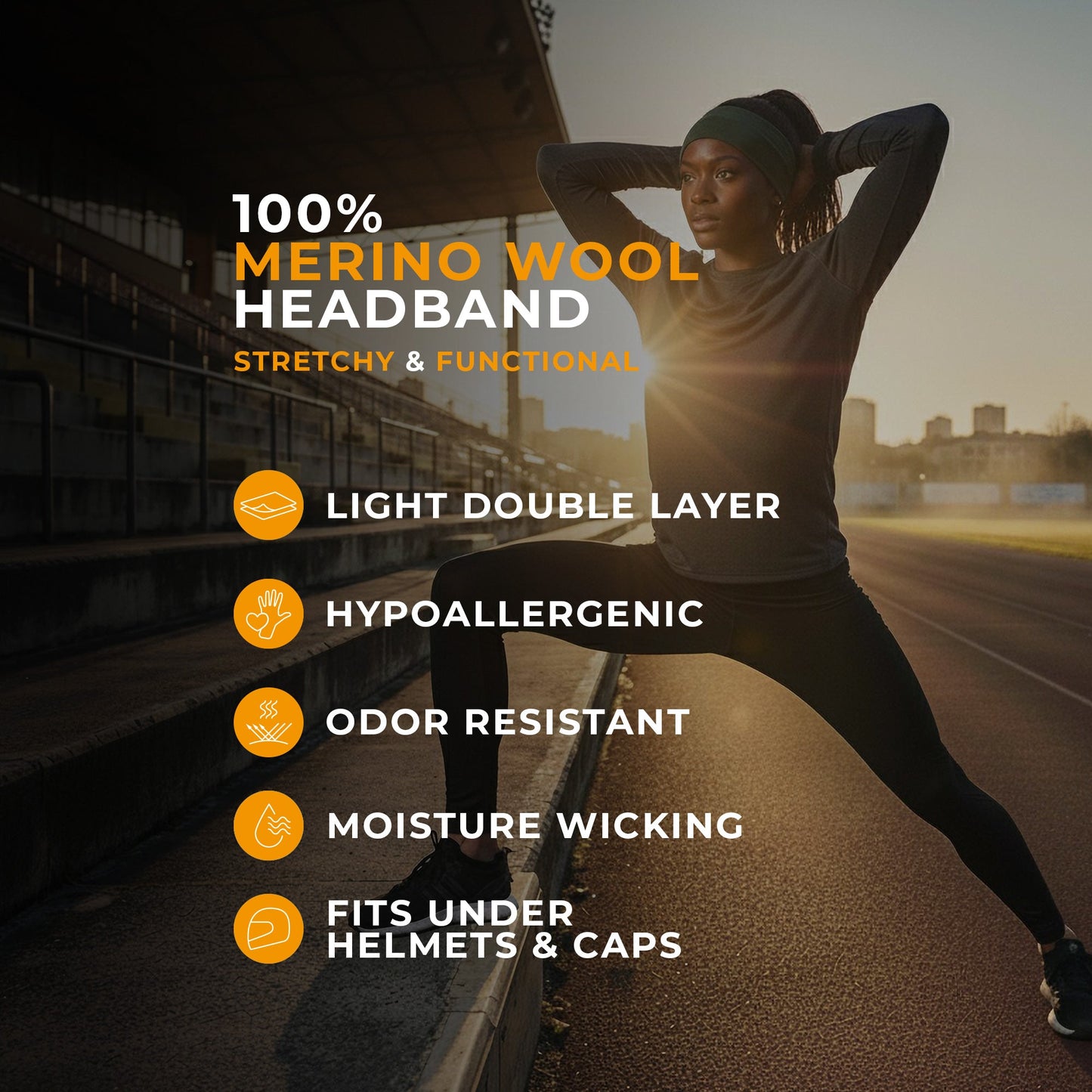 Unisex Merino Active Headband Yellow