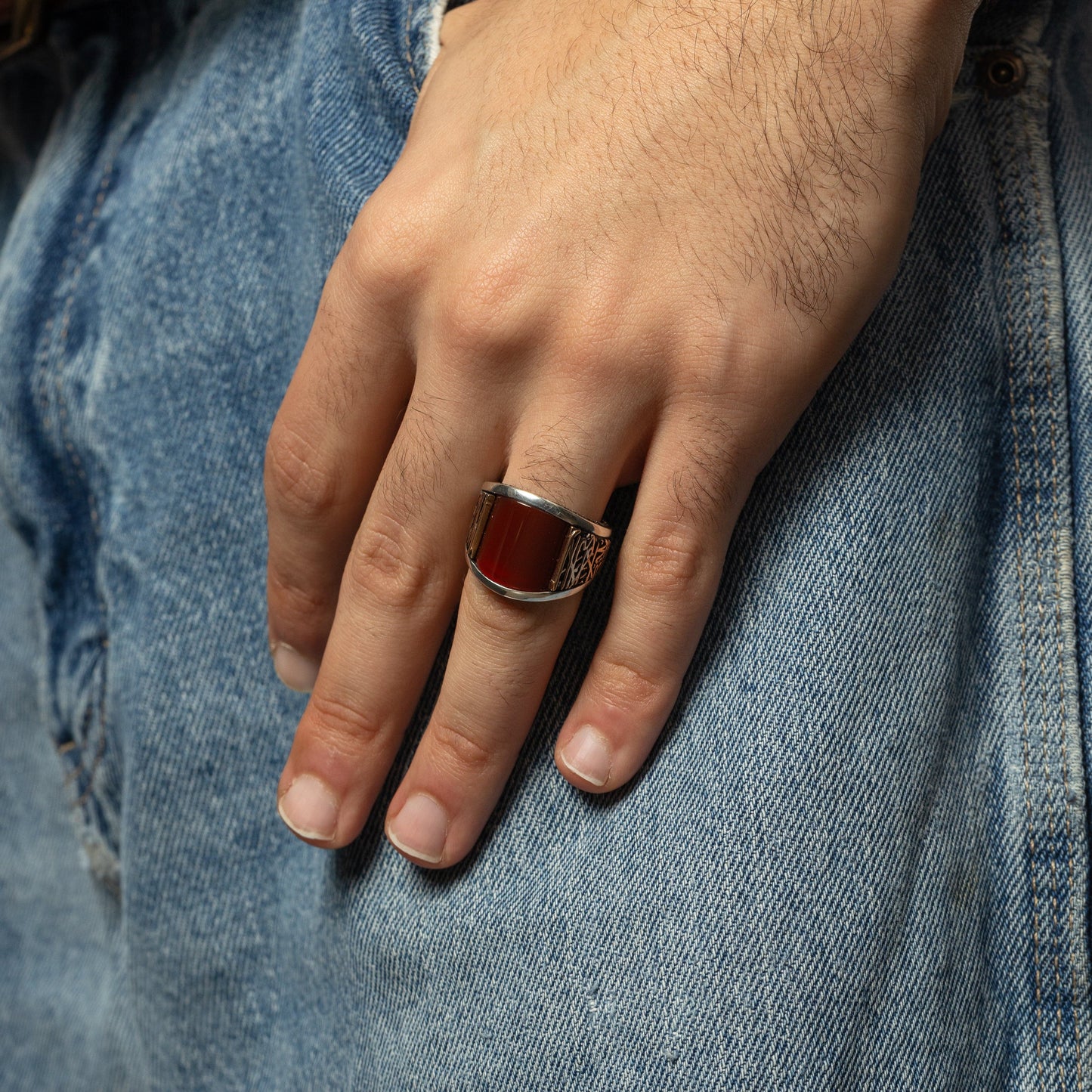 Shahada Red Agate Ring