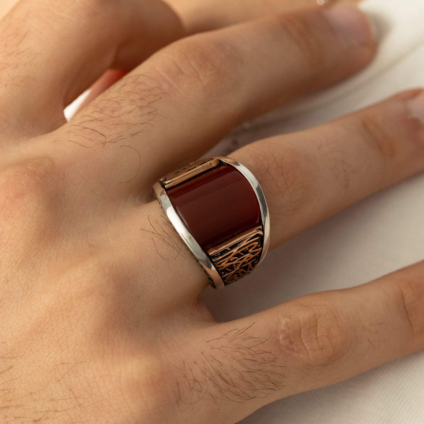 Shahada Red Agate Ring