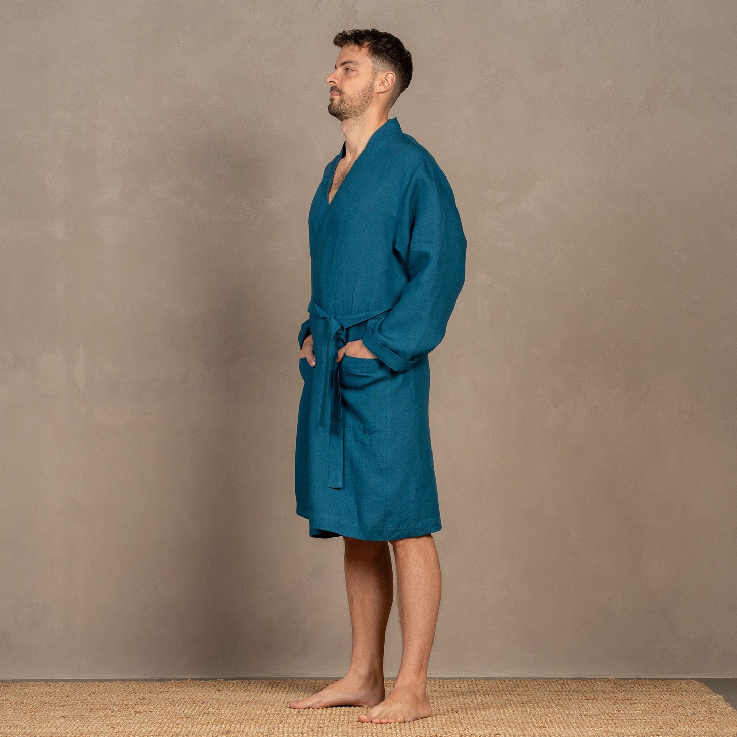 Men's 100% Linen Bath Robe