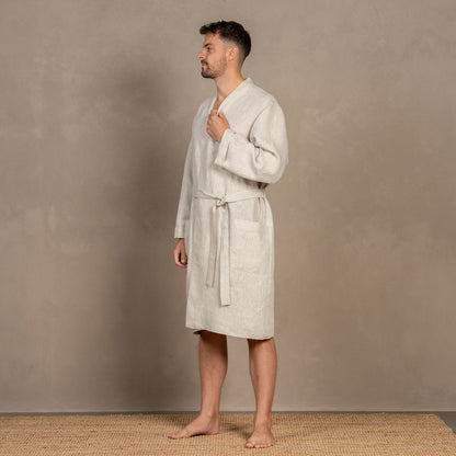 Men's 100% Linen Bath Robe